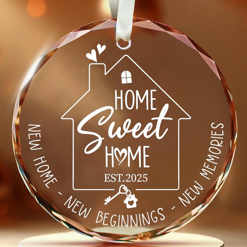 Fastpeace New Home Ornament 2025 – Glass Housewarming Christmas Ornament, Elegant Holiday Decoration for New Homeowners, First Home Keepsake Gift for Couples or Families - Image 1